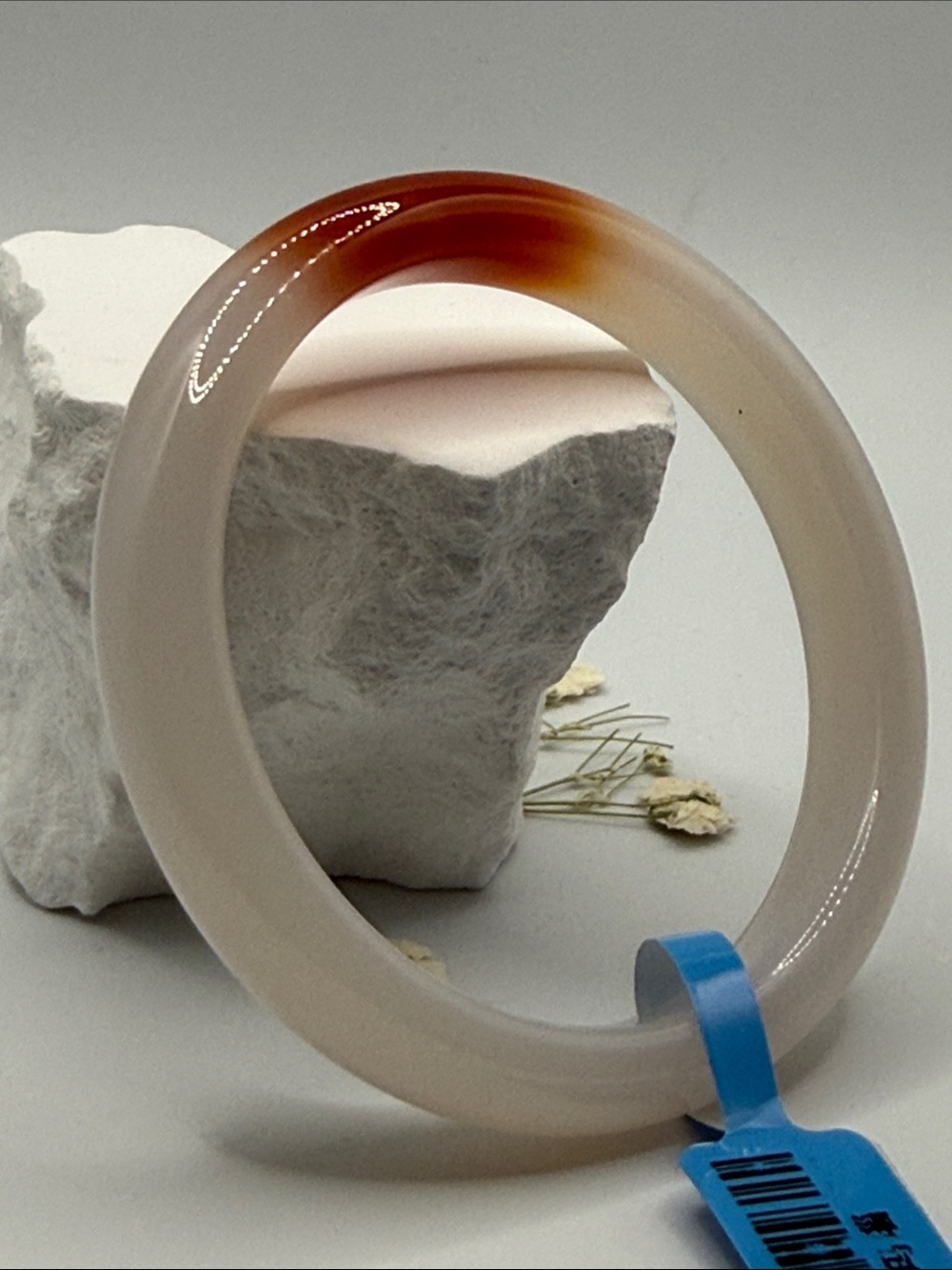 Translucent Agate Bangle with Red Accent - Picture 2 of 7